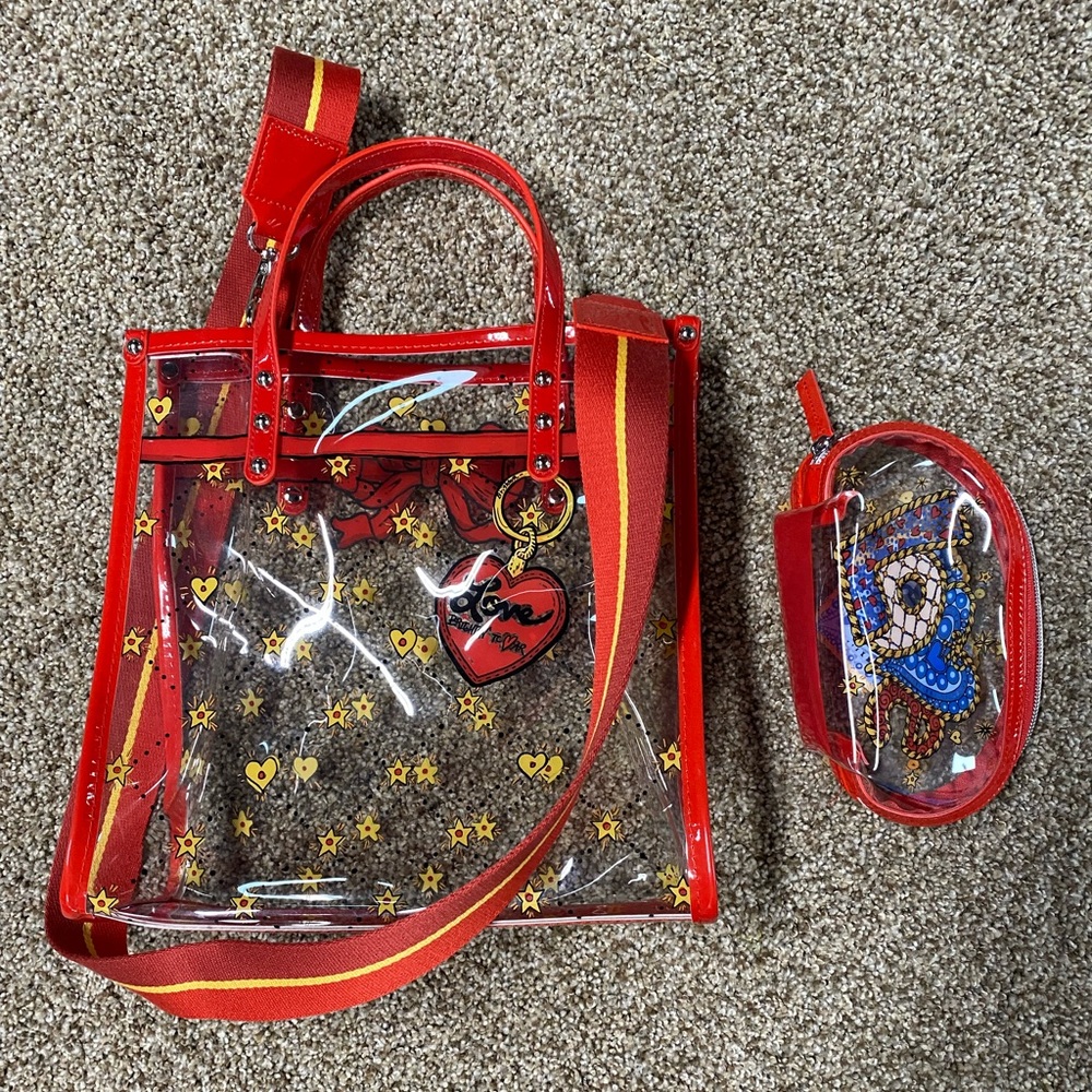 See through clear Brighton shopping bag with pouch